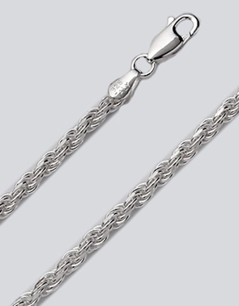Sterling Silver Diamond Cut Rope 070 Chain Bracelet 8"