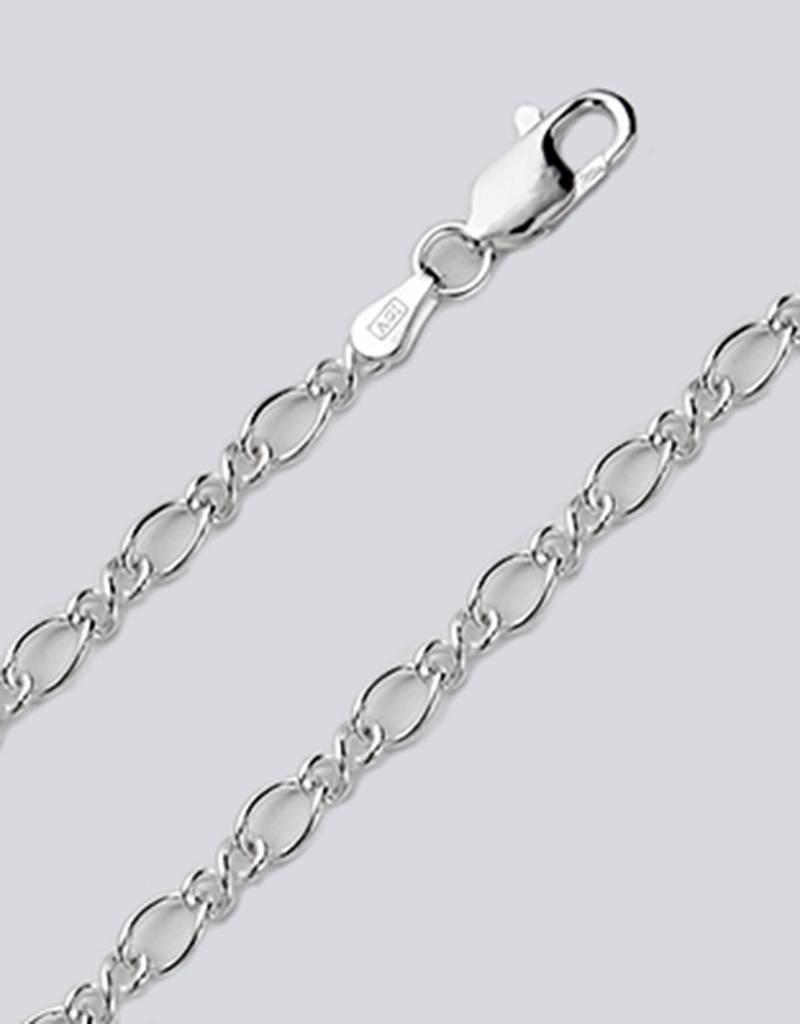 Sterling Silver Figure Eight 080 Chain Bracelet 7"