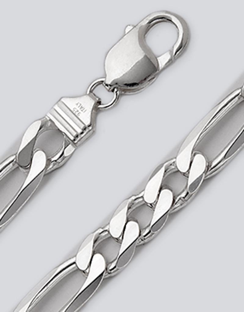 Sterling Silver Figaro 250 Chain Bracelet