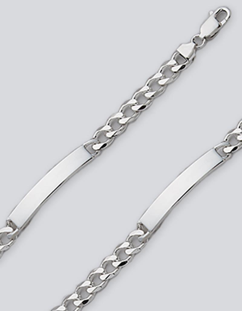 Sterling Silver Curb 220 Chain ID Bracelet 8"
