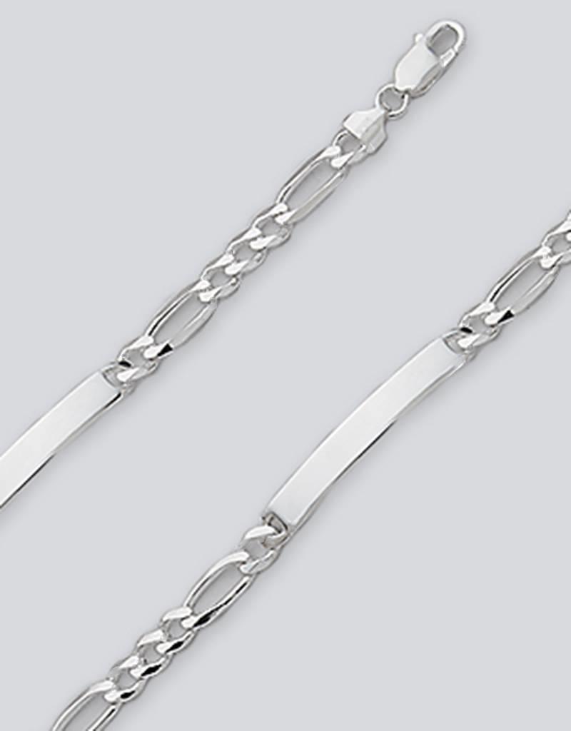 Sterling Silver Figaro 180 Chain ID Bracelet