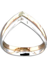 Sterling Silver and 14k Gold Filled Hammered Double V-Shaped Ring