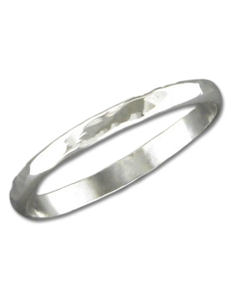 Sterling Silver 2mm Hammered Band Ring