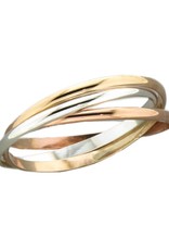 Sterling Silver w/ 14k Rose and Yellow Gold-Filled Rolling Band Tritone Ring