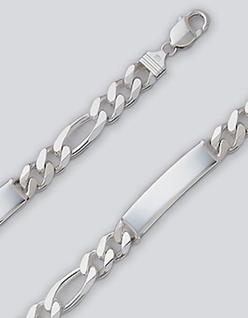 Sterling Silver Figaro 300 Chain ID Bracelet