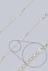 Sterling Silver Sideways Cross Anklet 9"+2" Extender