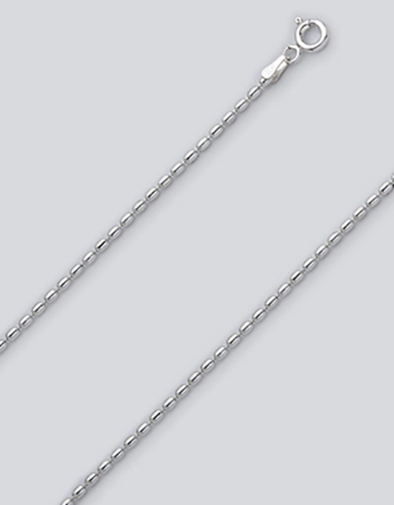Sterling Silver 1.8mm Bead Oval Anklet 9"