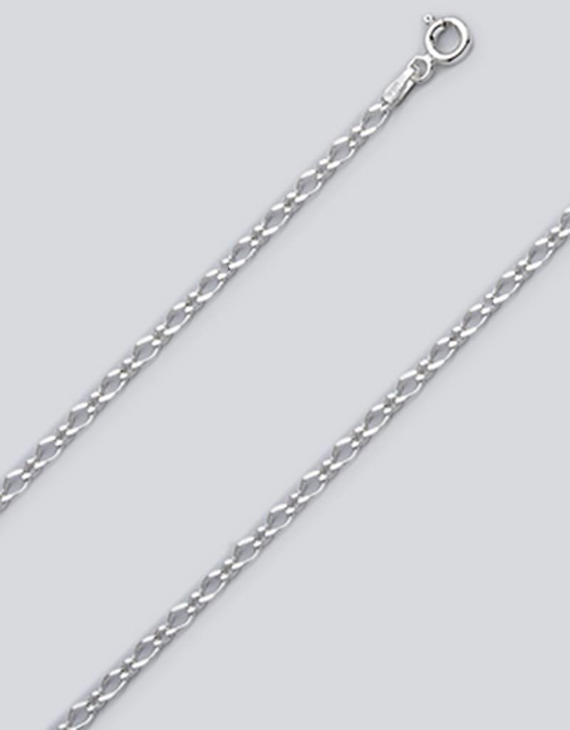 Sterling Silver Rombo Figaro Chain 060 Chain Anklet 9"+1" Extender