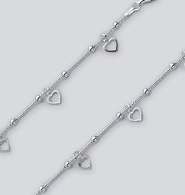 Dangle Hearts Bead Chain Anklet 9"+1"