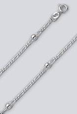 Sterling Silver Figaro Chain with Bead Anklet 9"+1" Extender