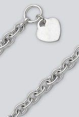 Sterling Silver Oval Link 180 Heart Tag Bracelet (Toggle Clasp)