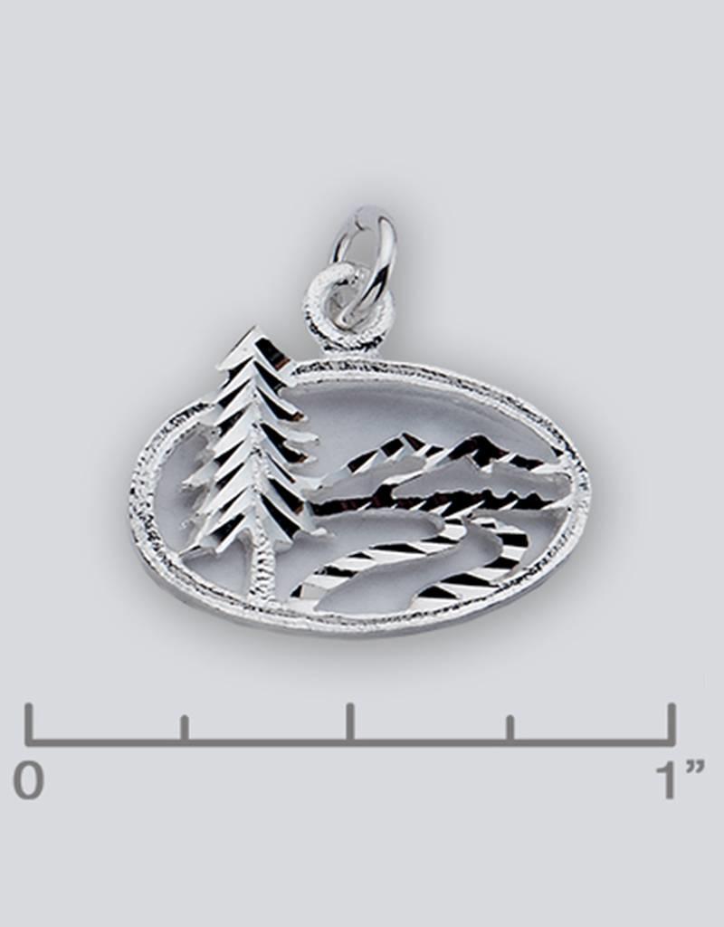 Sterling Silver Landscape Charm 19mm