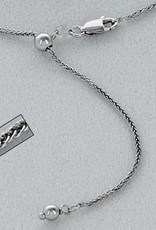 Sterling Silver Adjustable Wheat 030 Chain Necklace with Rhodium Finish 22"