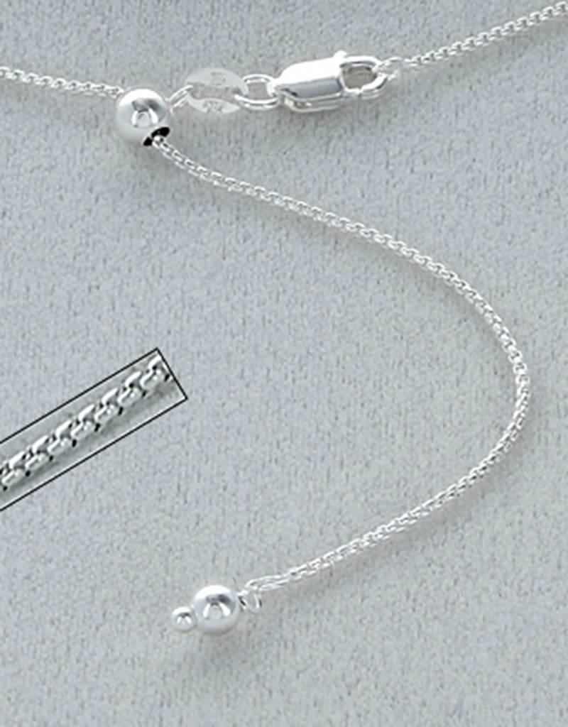 Sterling Silver Adjustable Round Box 060 Chain Necklace 30"