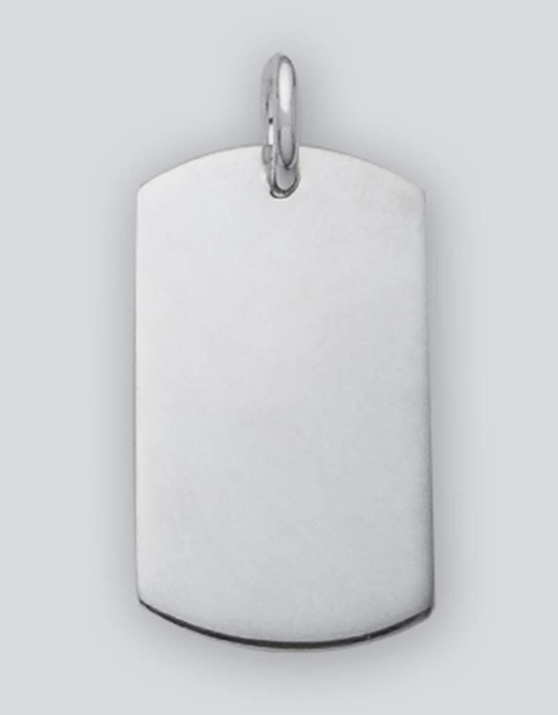 Sterling Silver Rectangle ID Tag Pendant 27mm