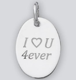 Oval "I Love U 4ever" Charm 18mm