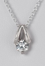 Sterling Silver Round CZ Slide Pendant 5mm (Chain Sold Separately)