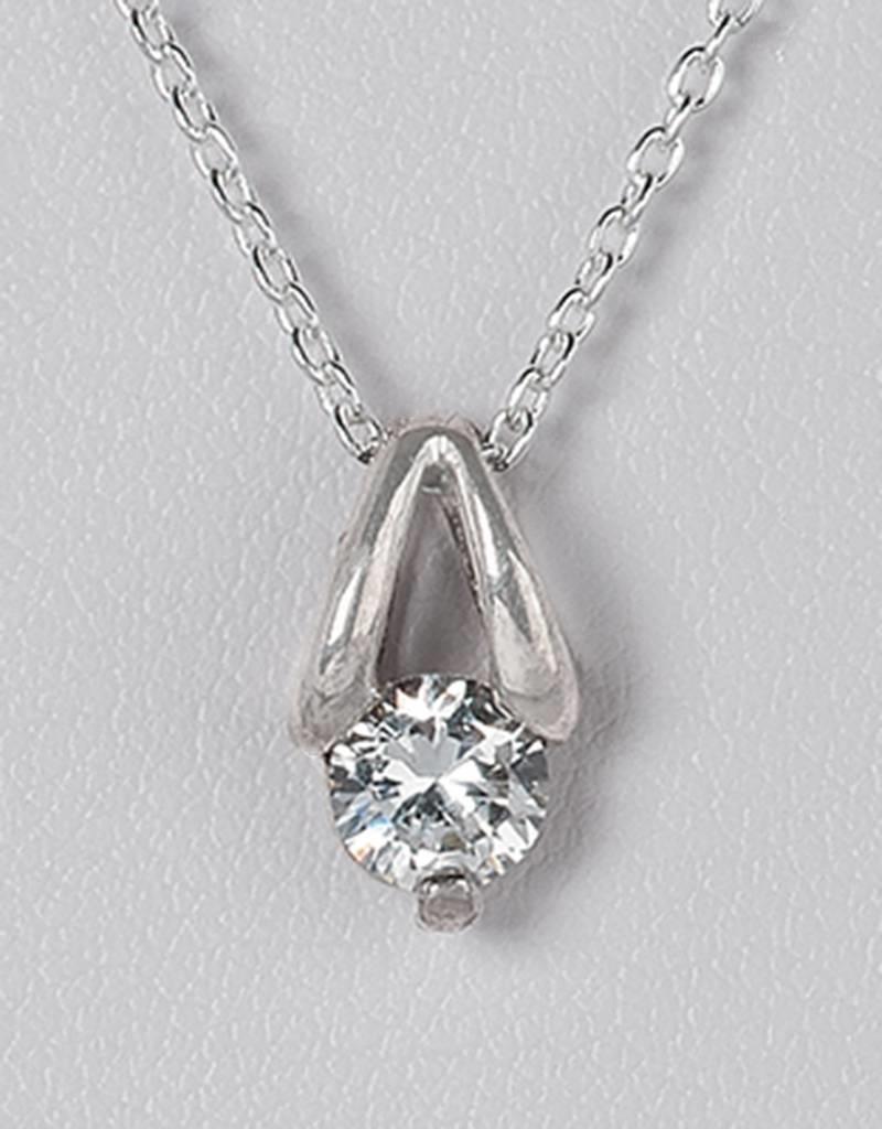 Sterling Silver Round CZ Slide Pendant 5mm (Chain Sold Separately)