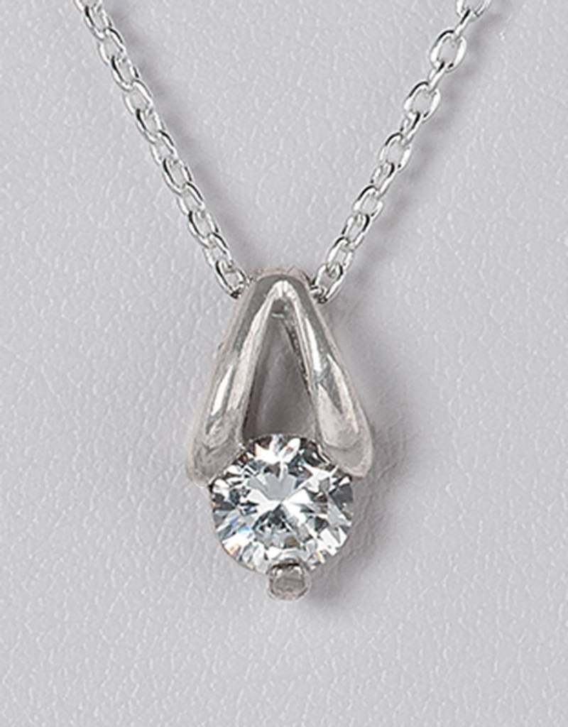 Sterling Silver Round CZ Slide Pendant 5mm Simply Sterling