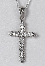 Sterling Silver Cross Cubic Zirconia Pendant 24mm (Chain Sold Separately)