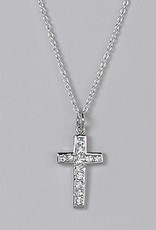 Sterling Silver Cross with Channel Set Cubic Zirconia Pendant 18mm (Chain Sold Separately)