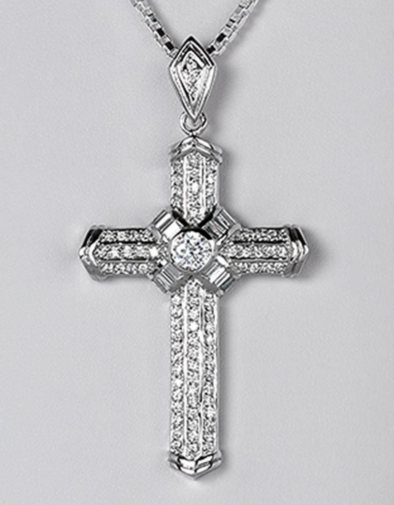 Sterling Silver Cross w/ Cubic Zirconia Pendant 57mm (Chain Sold Separately)