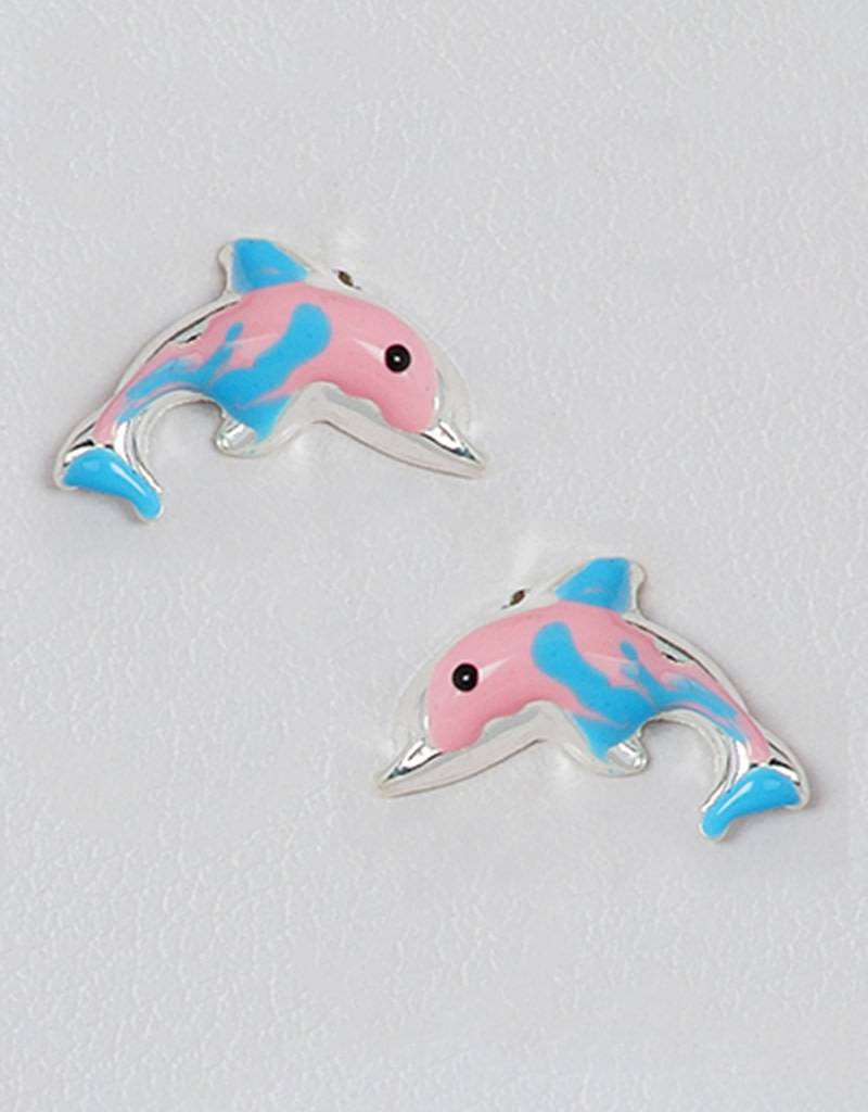 Pink Dolphin Stud Earrings 11mm