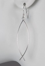 Sterling Silver Curved Wire Dangle Earrings 48mm