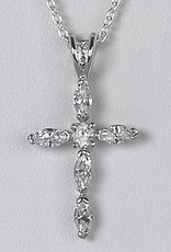 Sterling Silver Cross Cubic Zirconia Pendant 27mm (Chain Sold Separately)