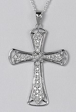 Sterling Silver Cubic Zirconia Cross Pendant (Chain Sold Separately)