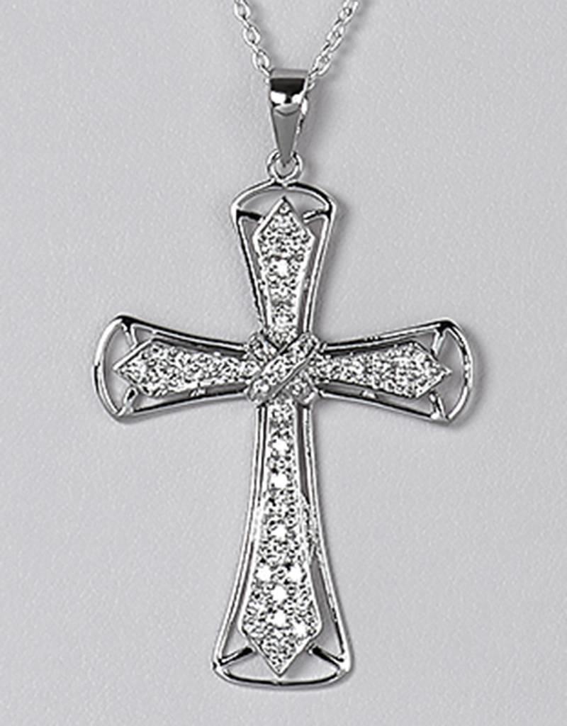 Sterling Silver Cubic Zirconia Cross Pendant (Chain Sold Separately)