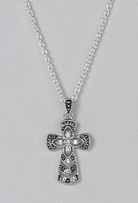 Sterling Silver Cross Cubic Zirconia Necklace 16"+2" Extender