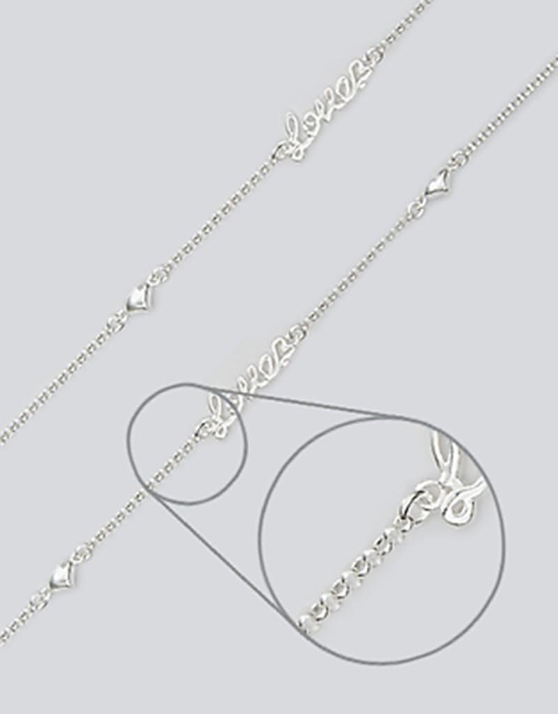 Sterling Silver Love Hearts Anklet 9"+1" Extender