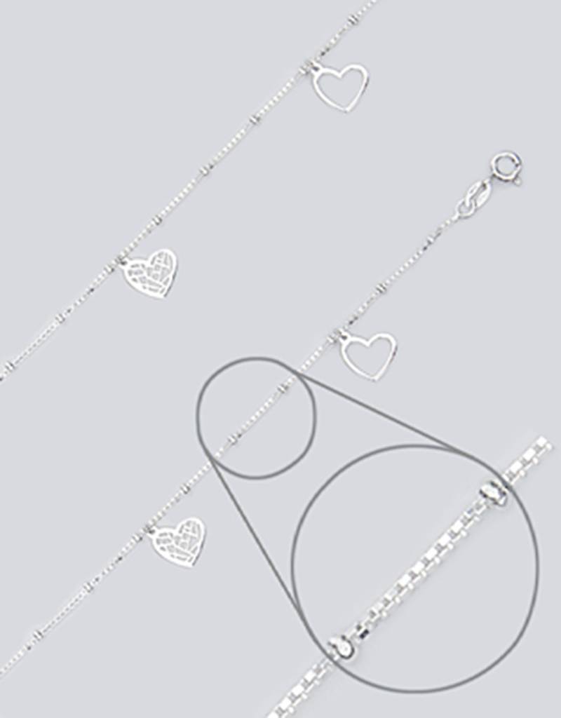 Heart Charm Anklet 9"+1"