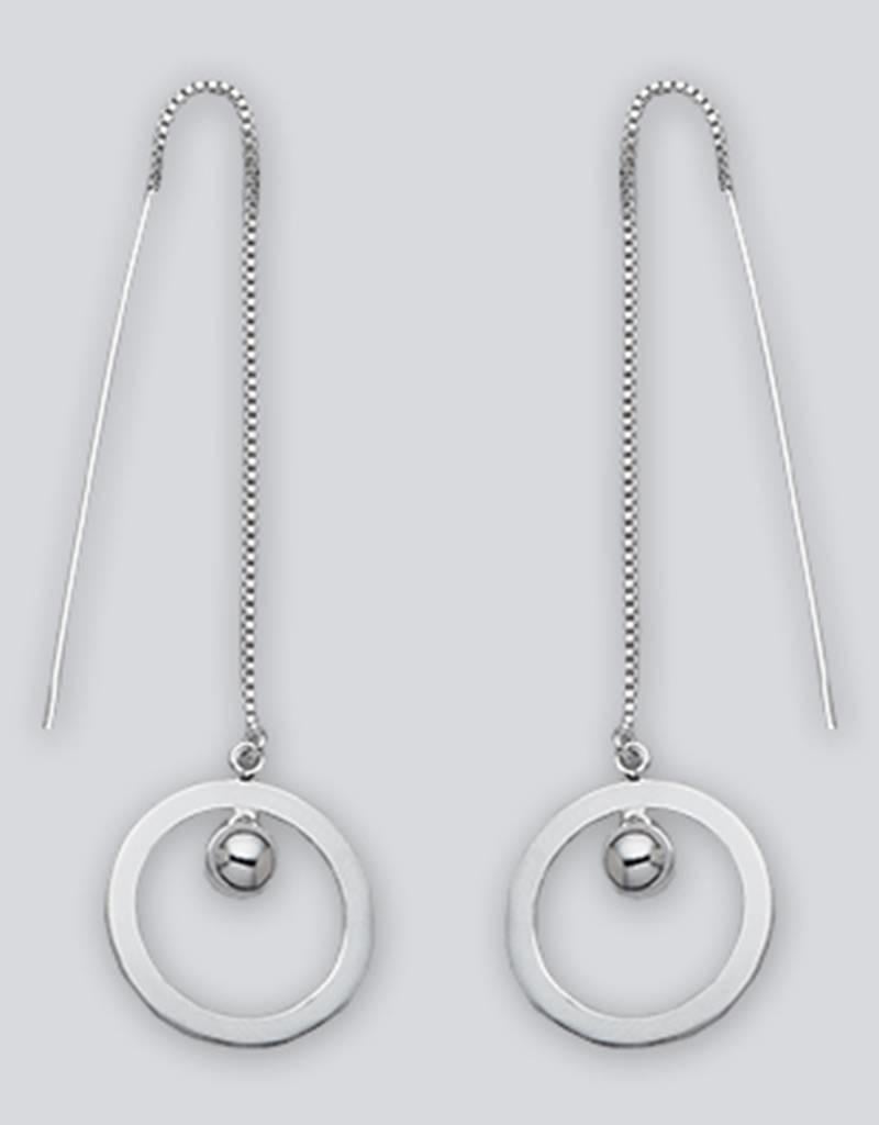 Sterling Silver Circle with Bead Threader Earrings
