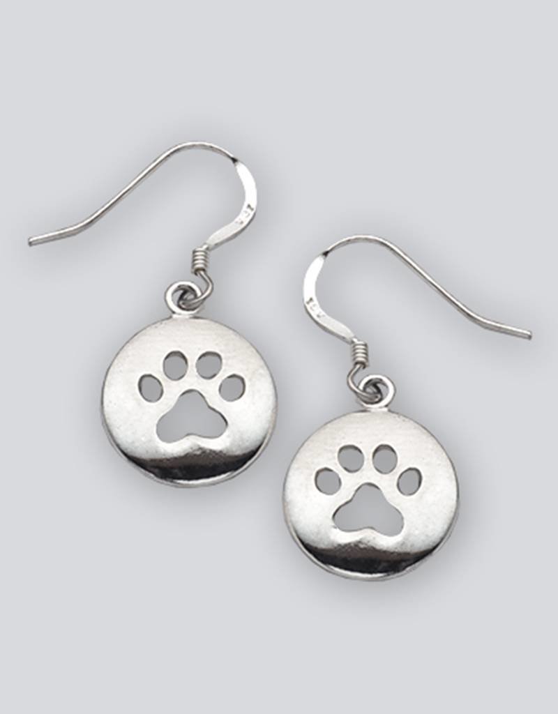 Sterling Silver Paw Print Earrings 15mm