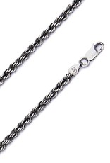 Sterling Silver Gunmetal Rope 080 Chain Bracelet 8"