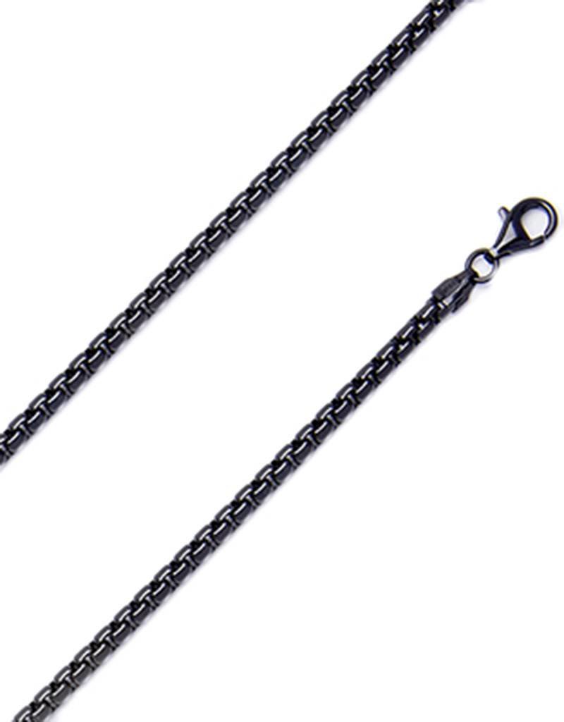Sterling Silver Black Box 300 Chain Necklace with Ruthenium Finish