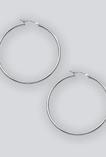 Sterling Silver Round Plain Hoop Earrings 50mm