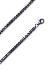 Sterling Silver Box 400 Chain Link Necklace with Black Ruthenium Finish