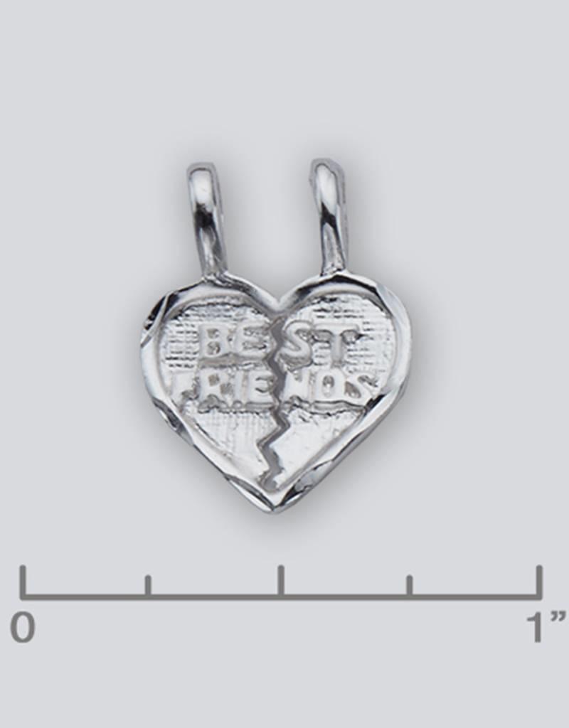 Sterling Silver Best Friend Heart Pendant 19mm