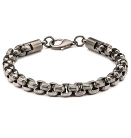 8mm Gunmetal Steel Box Bracelet 8.5"