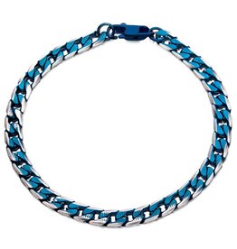 6mm D/C Blue Curb Bracelet 8.5"