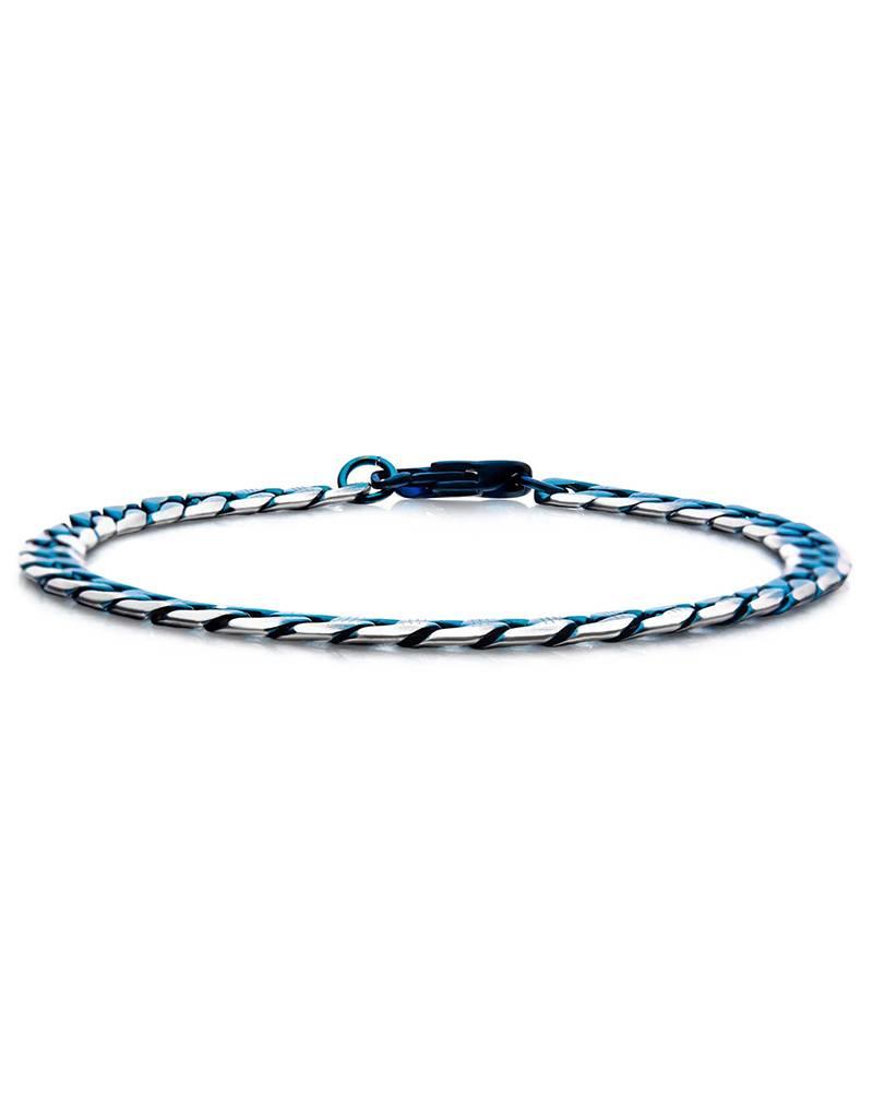 Men's 6mm Diamond Cut Blue Stainless Steel Curb Chain Bracelet 8.5"