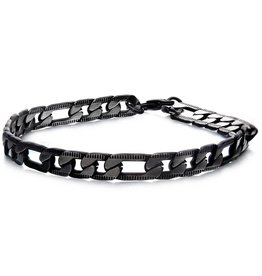 6.5mm D/C Black Figaro Bracelet 8.5"