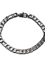 Men's Black Stainless Steel 6.5mm Diamond Cut Figaro Chain Bracelet 8.5"