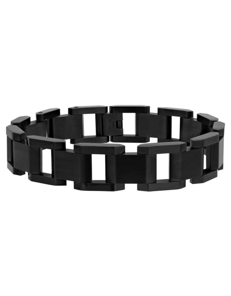 Men's Black Stainless Steel Open Link Hinged Bracelet 8.5"