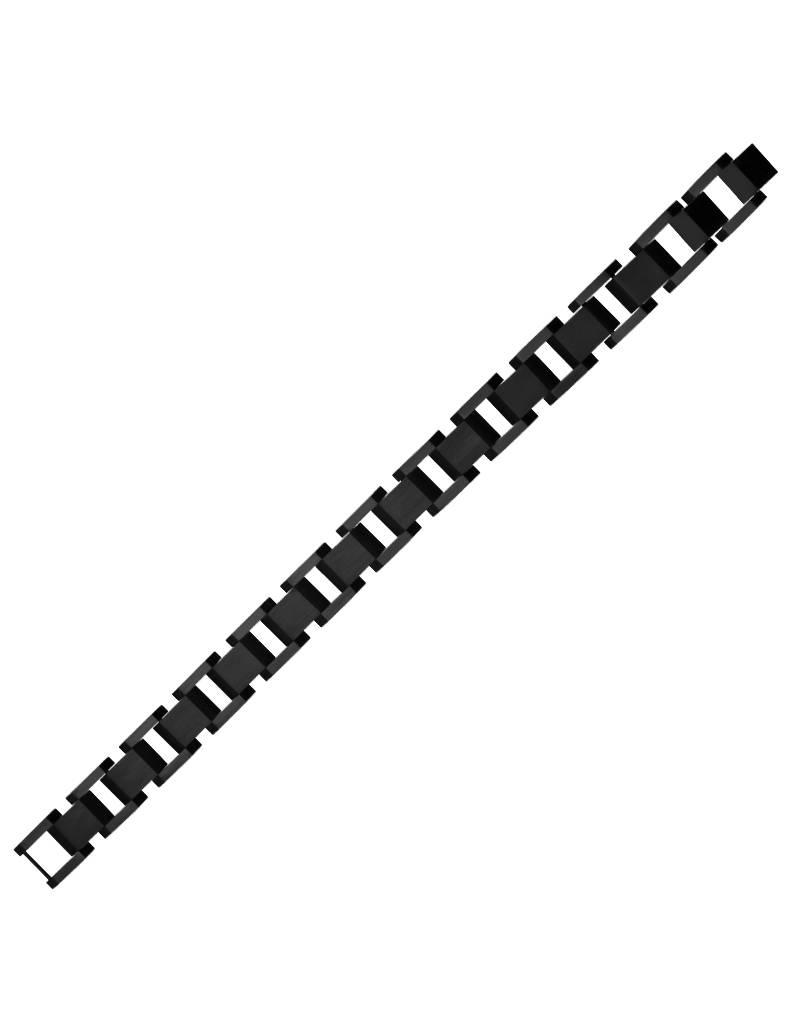 Men's Black Stainless Steel Open Link Hinged Bracelet 8.5"