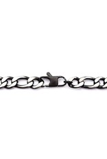 Men's Black Edge Stainless Steel 10mm Figaro Chain Bracelet 8.5"