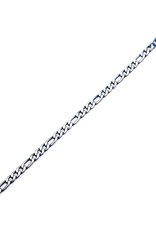 Men's Blue Edge Stainless Steel 7mm Figaro Chain Bracelet 8"